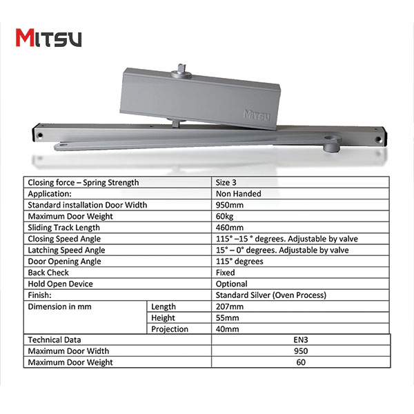 MITSU Slide Arm Closer (Sliver) - Image 5